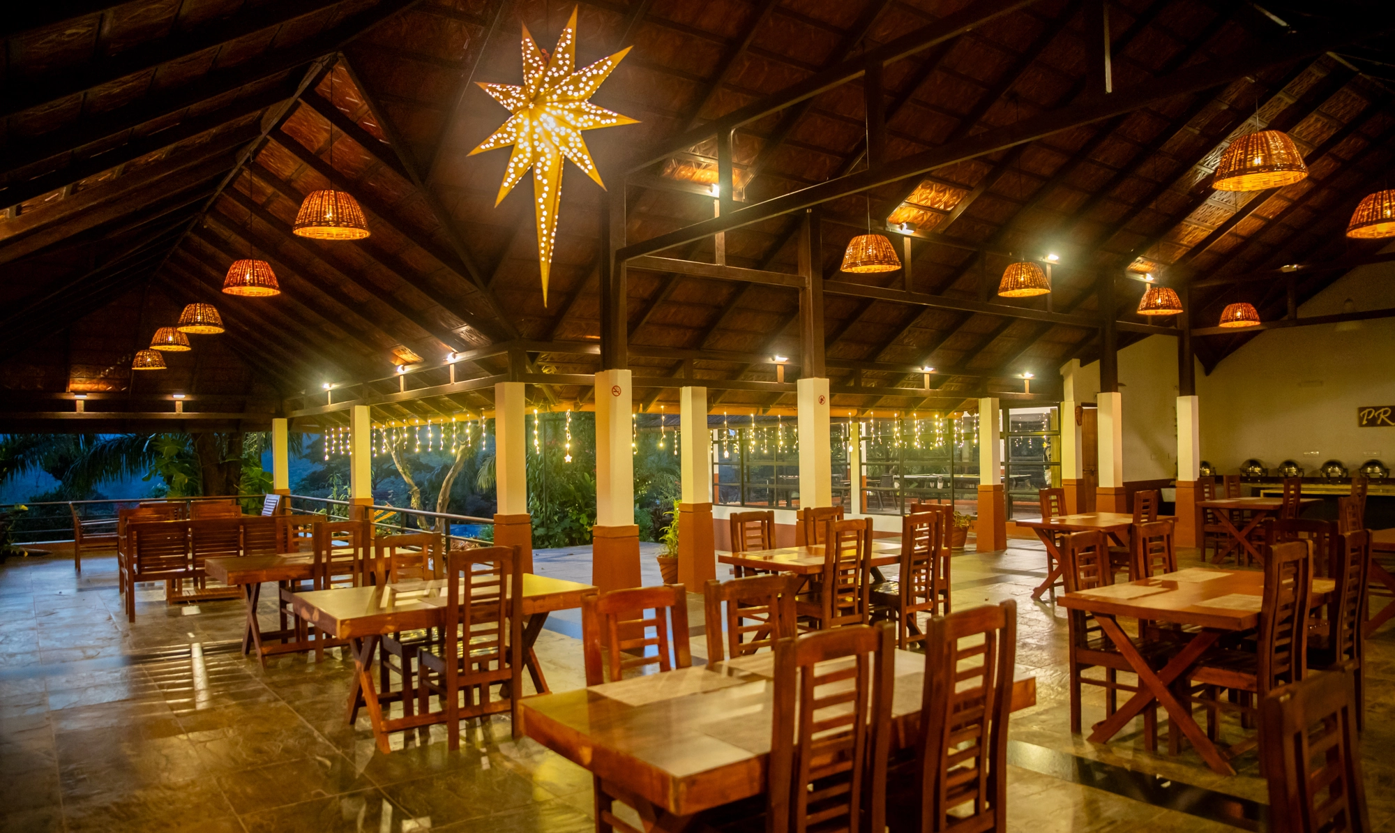 Dining area offering Indian, Continental, and Kerala dishes