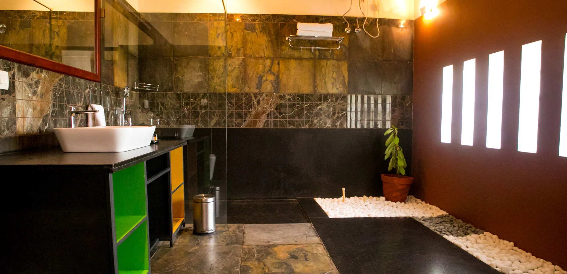 Contemporary bathroom designed for a relaxing stay at the resort
