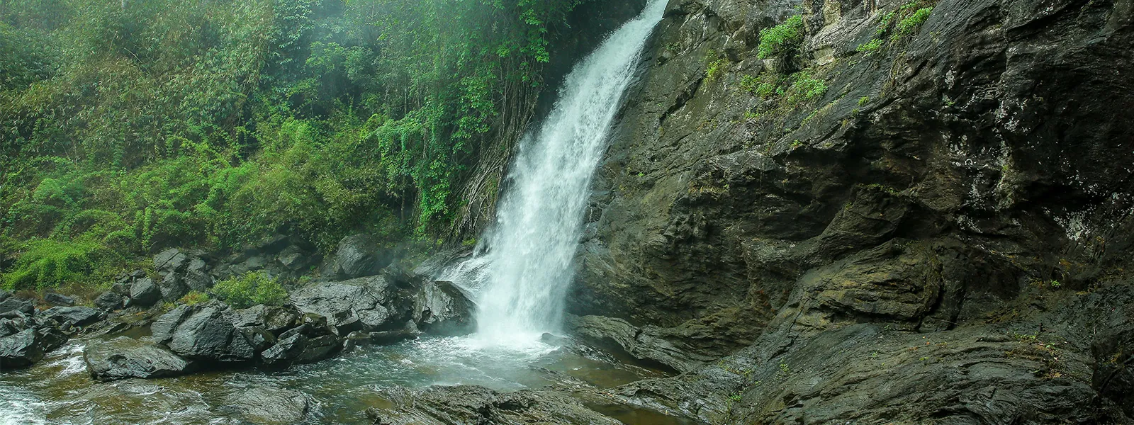 Scenic view of Soochipara Waterfalls also known as Sentinel Rock Waterfalls