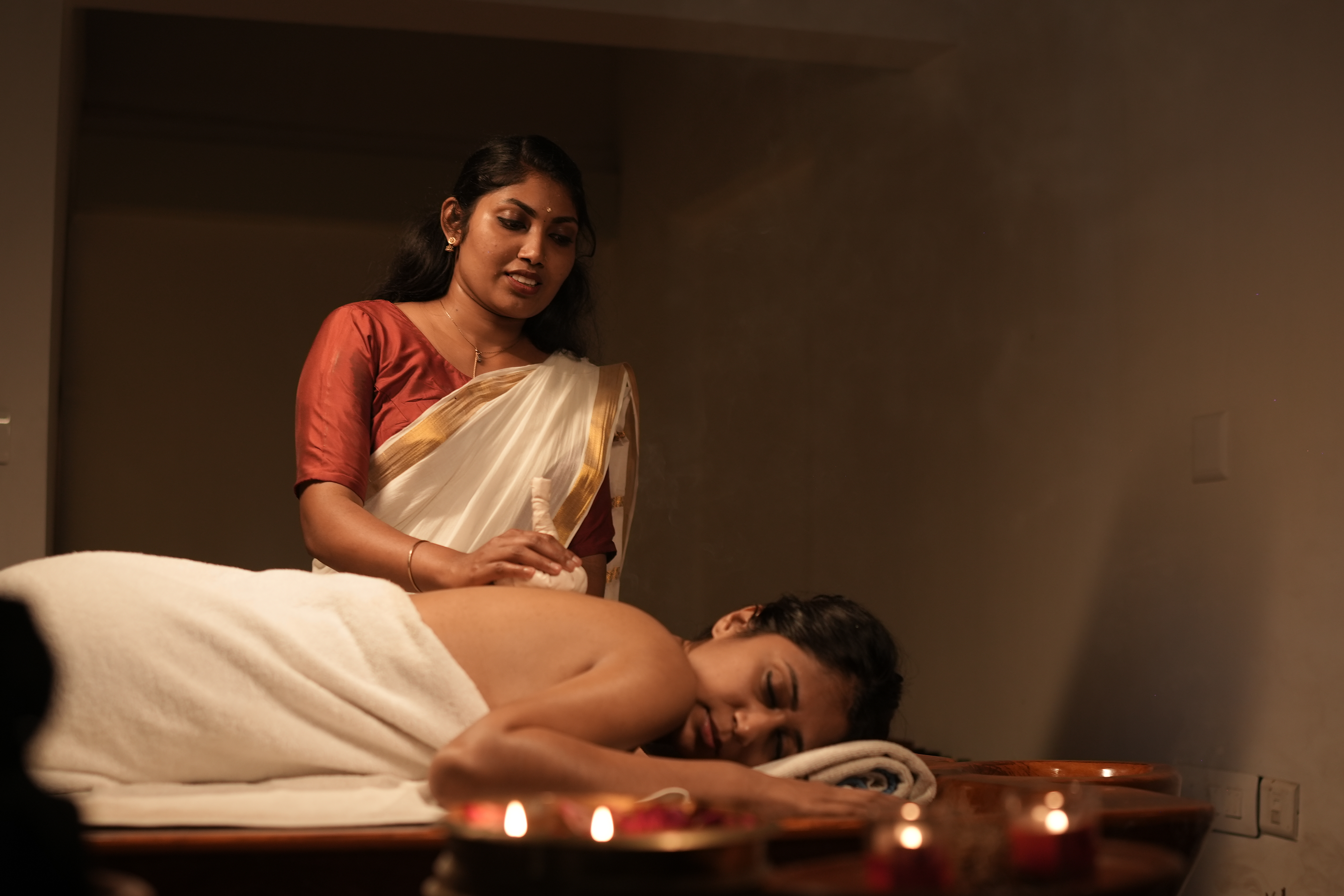 Relaxing Ayurvedic spa space designed for holistic rejuvenation